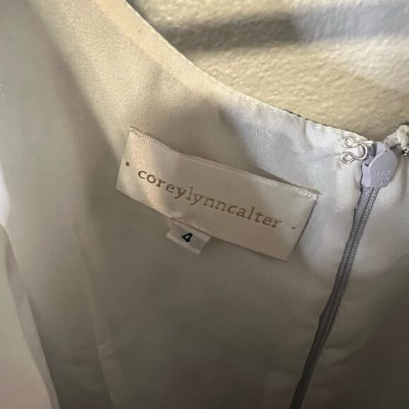 Corey Lynn Calter Anthropologie Silver Polka Dot A-Line Dress Size 4 - Picture 3 of 5